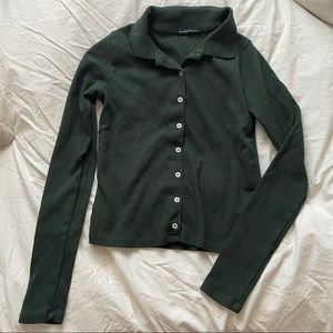 dark green long sleeve caroline polo top